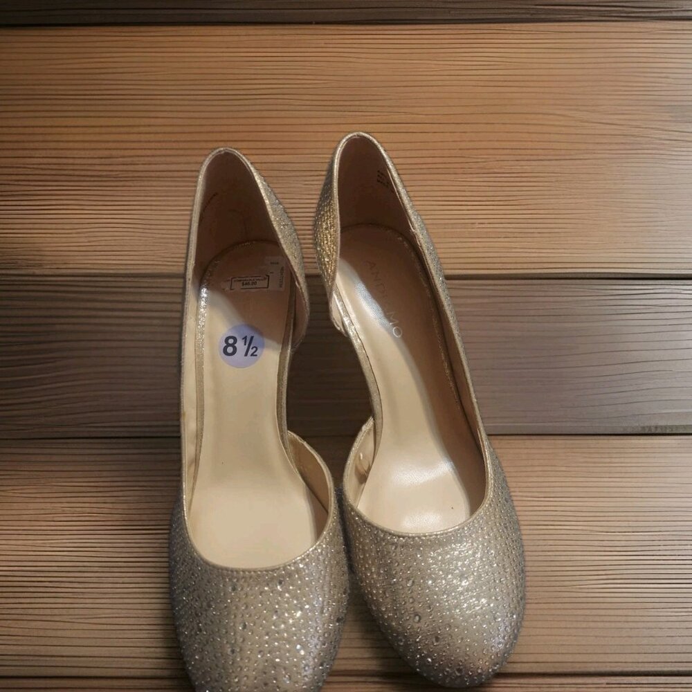 Andiamo Gold Rose High Heels Pumps Prom Wedding Homecoming Shoes Size 8.5 Heels